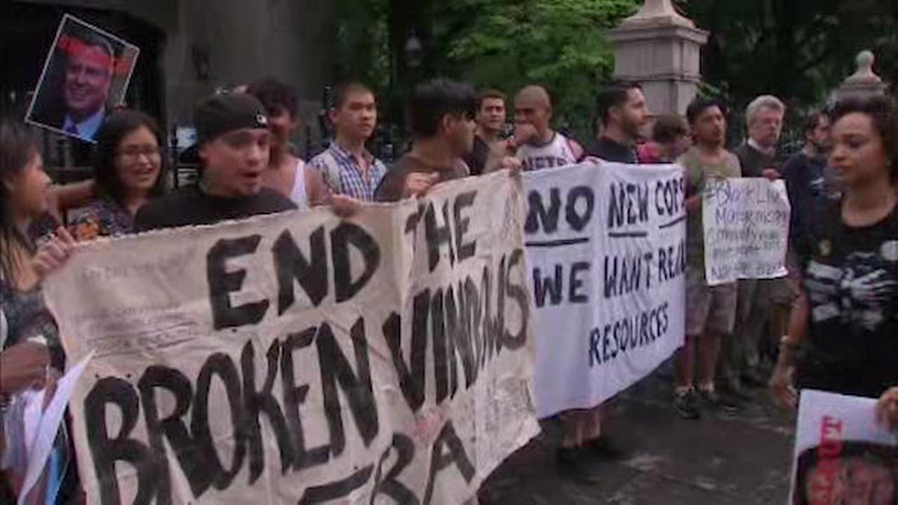 Protests held over city's plan to hire nearly 1,300 new police officers