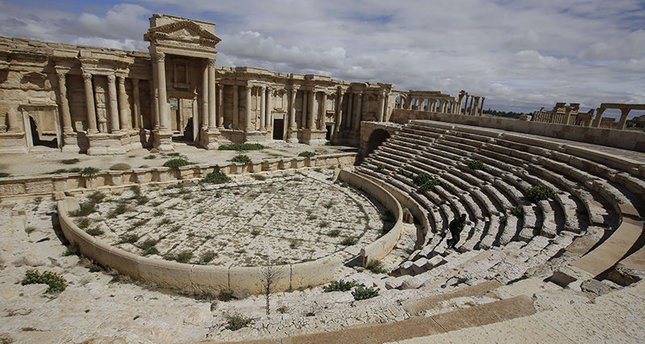 A partial view of the theatre at the ancient oasis city of Palmyra in Homs Governorate Syria