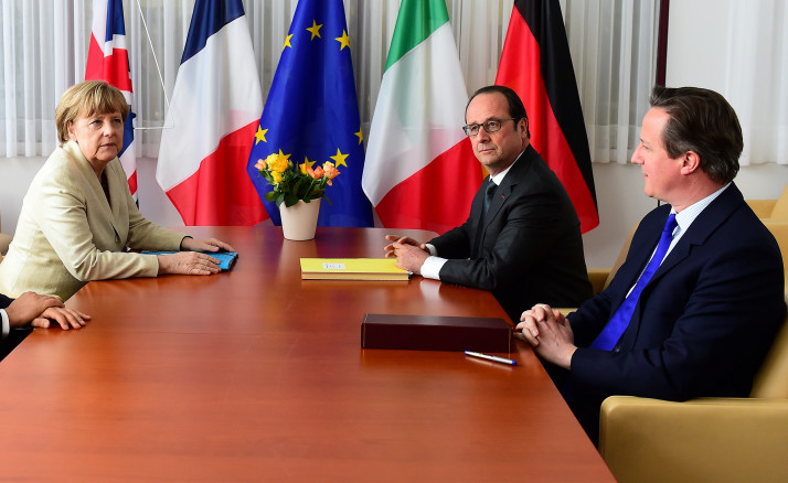 Angela Merkel Francois Hollande and David Cameron. | EPA