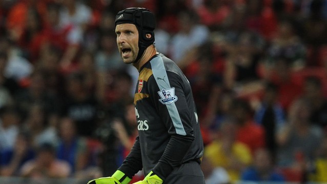 Petr Cech In action in the match against Everton