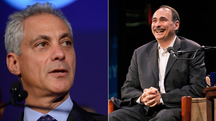 At left Chicago Mayor and former Obama Chief of Staff Rahm Emanuel at right former Obama adviser David Axelrod