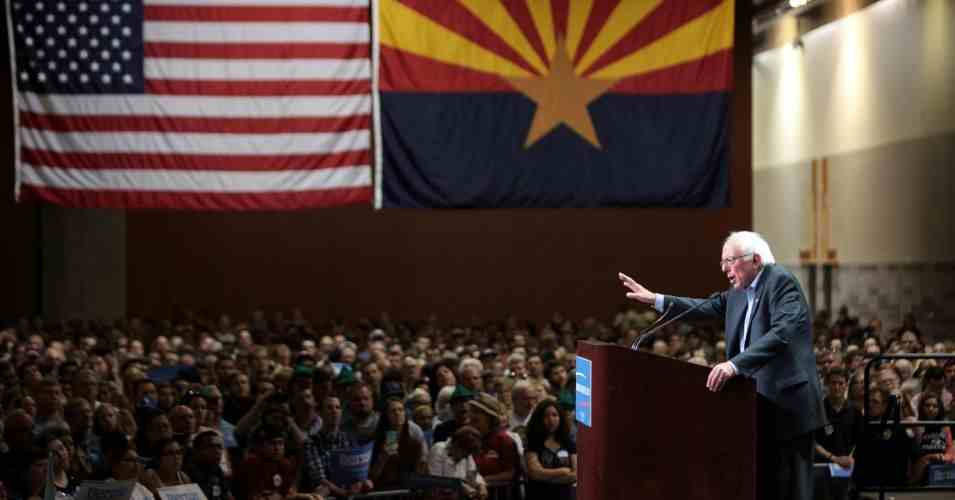 Bernie Sanders speaks to a crowd of 11,000 in Phoenix Arizona on Saturday