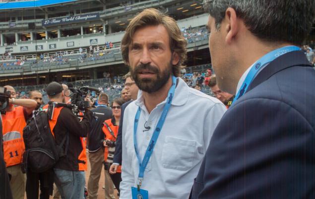 Andrea Pirlo stops by Yankee Stadium for a match between NYCFC and the Red Bulls last month