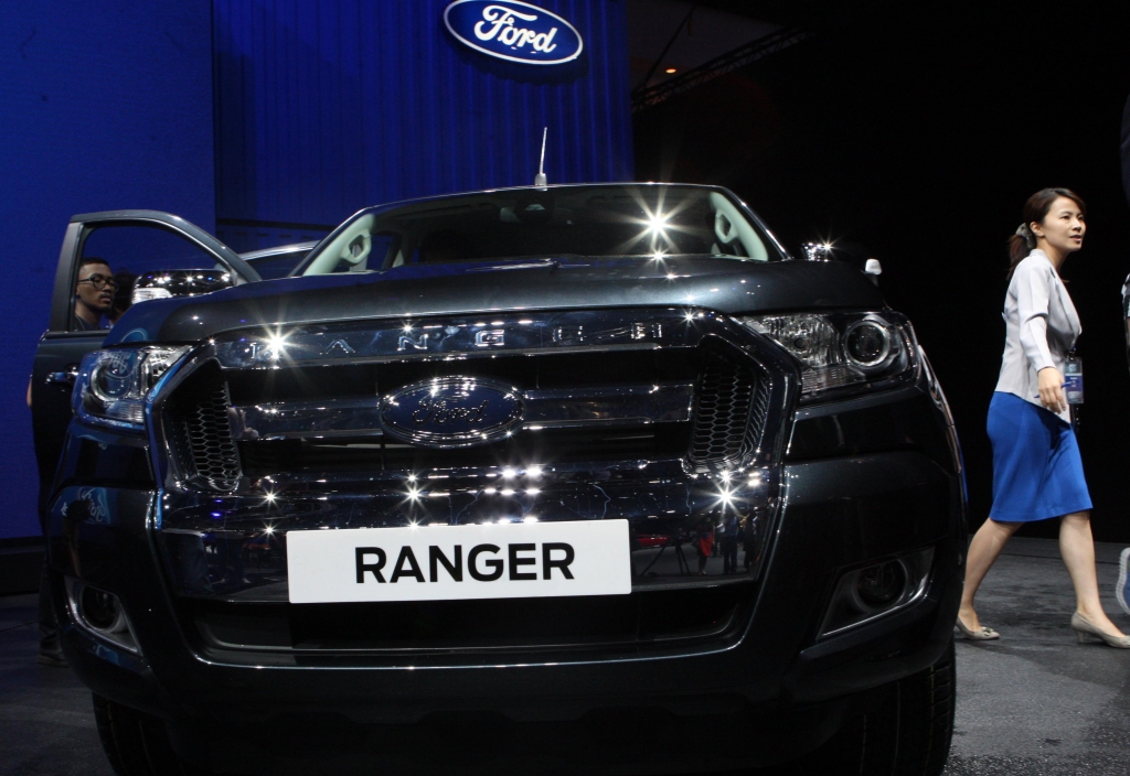 New grill of the New Ford Ranger shown to public during the Global Reveal of the stylist truck at the 36th Bangkok International Motor Show in Bangkok Thailand