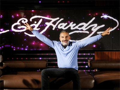 Designer Christian Audigier poses for the media at east hotel during his Hamburg visit