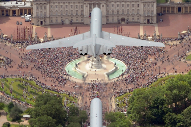 Commemorative A previous flypast over Buckingham Palace