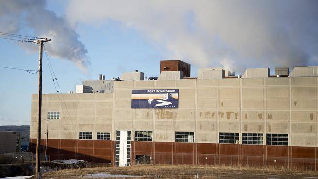 The Port Hawkesbury Paper mill is seen in March 2014. The U.S. Department of Commerce has slapped an interim duty on products from the mill