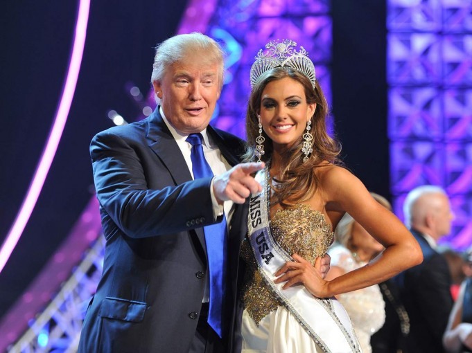 Donald Trump left and Miss Connecticut USA Erin Brady pose onstage after Brady won the 2013 Miss USA pageant in Las Vegas