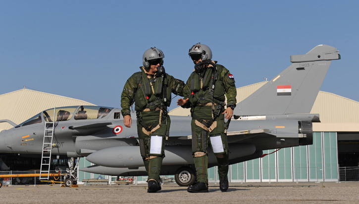 Egyptian pilots trained by the French Air Force will fly the first three aircraft to Cairo. The new fighters are expected to take part in the inauguration of the expanded Suez Canal August 6th