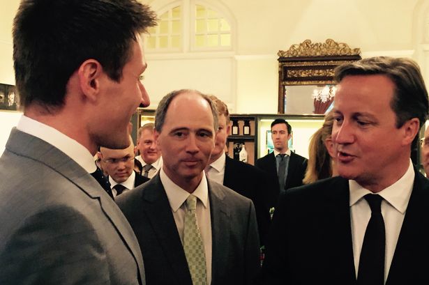 David Cameron with Robert Wilde co-founder of Volcanic