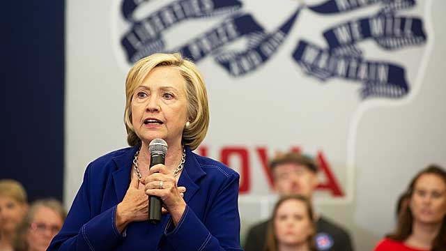 Democratic presidential candidate Hillary Clinton campaigns in Iowa