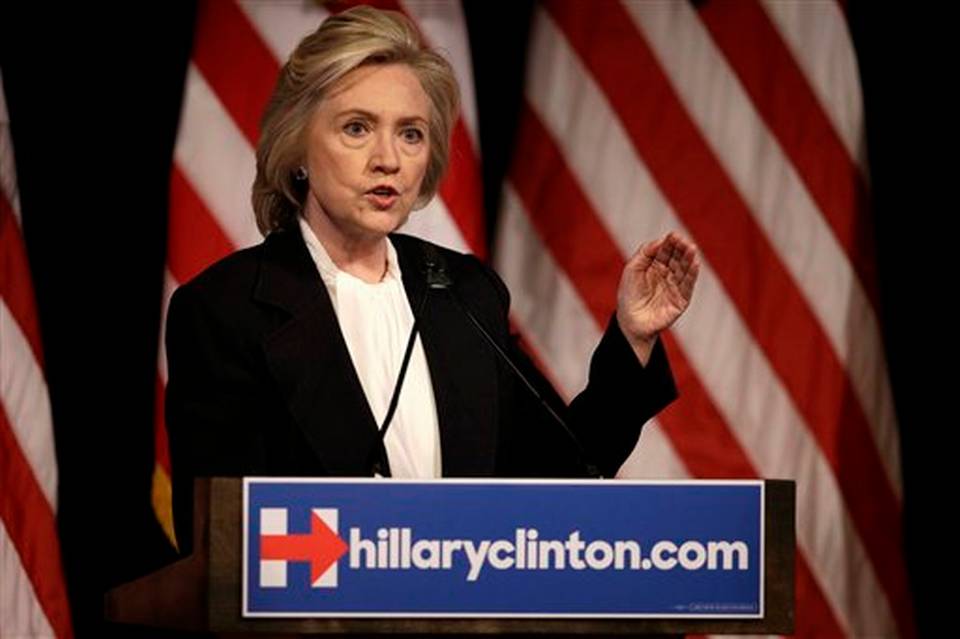 Democratic presidential candidate Hillary Rodham Clinton speaks at a campaign event in New York Monday