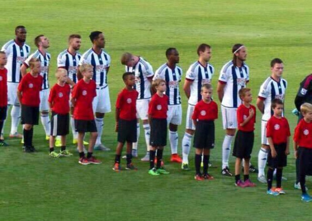 Derry's James Mc Clean takes the decision not to take part in the British national anthem before a West Bromwich Albion friendly in the USA on Friday