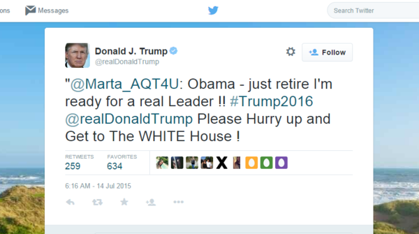 Donald Trump retweeted a message with a very obvious racial reference to President Obama