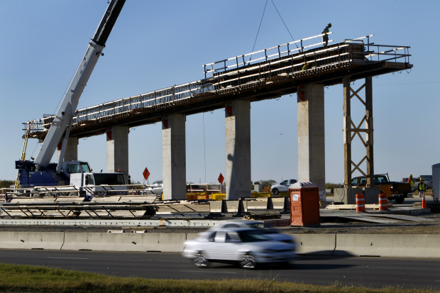 The DFW Connector shown under construction in 2010 received more than $260 million as part of the federal bailout of 2009. The connector received more American Recovery and Reinvestment Act money than any other North Texas transportation project