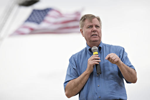 Sen. Lindsey Graham a Republican from South Carolina and 2016 U.S. presidential candidate speaks during the inaugural Roast and Ride in Boone Iowa