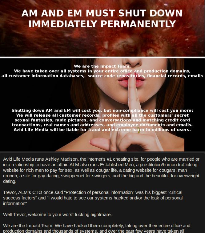 Cheating website Ashley Madison hacked... and they're threatening to name and shame everyone