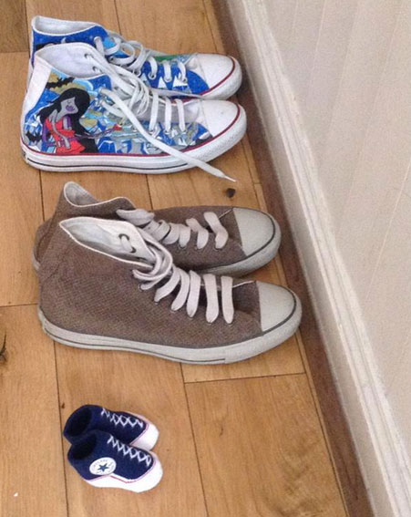 Johnny Vegas shared a cute snap of his newborn's tiny shoes