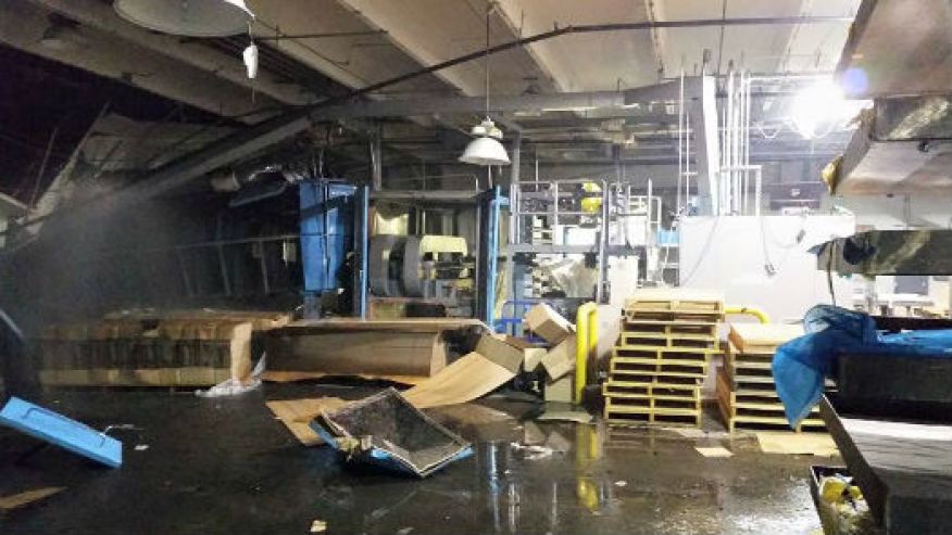 This image shows the interior of the Zodiac Aerospace plant in Newport Wash. after an explosion