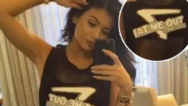 Kylie Jenner has caused an uproar after posting Snapchat videos while wearing a racy shir