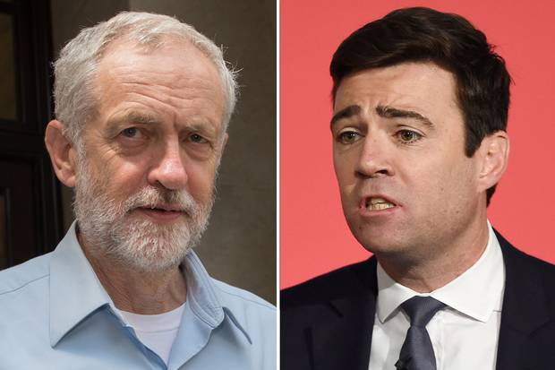 Labour contenders Jeremy Corbyn left and Andy Burnham right