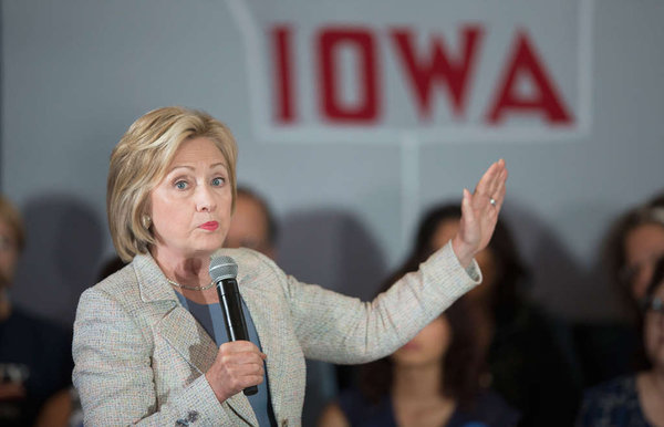 Hillary Rodham Clinton addresses a crowd in Ames Iowa. She said people are'just not paying attention if they don´t acknowledge climate change