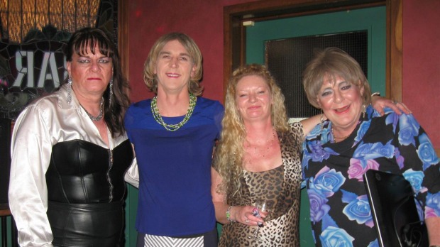 Members and supporters of the Feilding transgender community gathered at the Feilding Hotel for a meeting and disco. From left Christina Adams Michelle Smeaton Michelle Baxter and Gabby McMillan