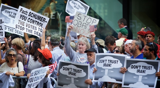 More than 10,000 people gathered in New York City's Times Square to protest against the Iran Deal. Alberto Reyes  INF