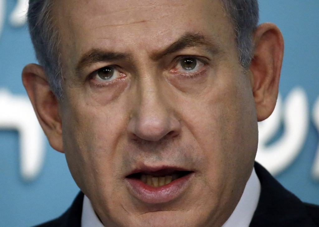 Israeli Prime Minister Benjamin Netanyahu delivers a statement in his office in Jerusalem