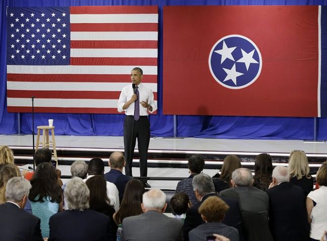 President Barack Obama speaks at Taylor Stratton Elementary School in Nashville Tenn. Wednesday