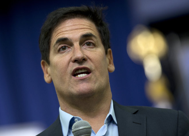 Dallas Mavericks basketball team owner Mark Cuban answers questions from the audience before President Barack Obama spoke in the South Court Auditorium of the Eisenhower Executive Office Building on the White House