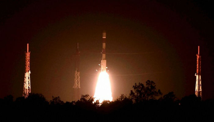 Indian Space Research Organisation ISRO's PSLV C 28 carrying five satellites from the UK lifts off from Satish Dhawan Space Center in Sriharikota on July 10