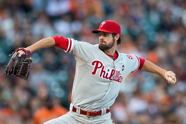 Cole Hamels #35 of the Philadelphia Phillies pitches during the game against the Cincinnati Reds