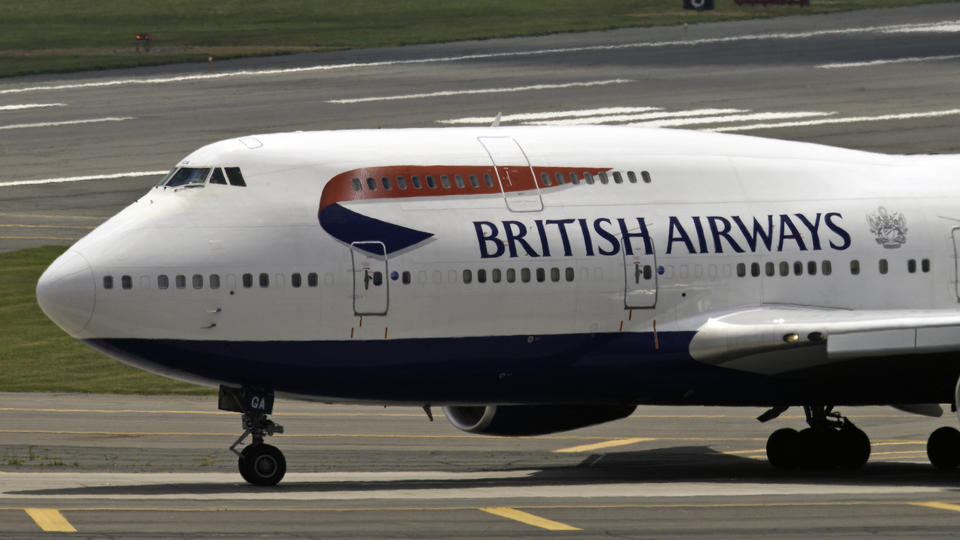 A British Airways 747 jetliner prepares for takeoff at Boston's Logan international airport today