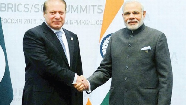 Nawaz Sharif and Narendra Modi in Ufa