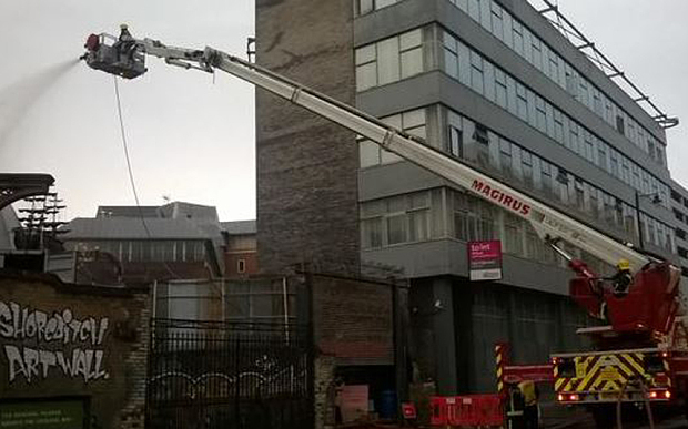 London Fire Brigade of crews tackling the Shoreditch blaze