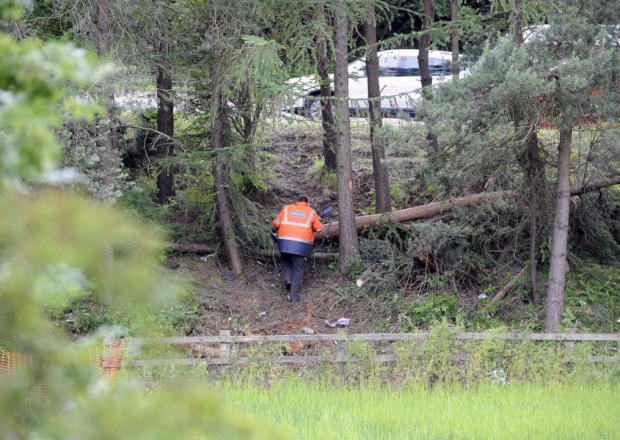 Police investigate the scene of the crash