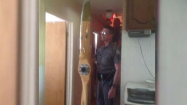 Propeller that fell through a woman's roof in upstate N.Y.         
                                     CBS Albany