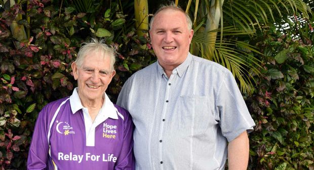 RELAY STALWARTS Reg Harmer and Pat Lyons are the faces of this year’s Emerald Relay for Life. INSET Gail Harmer Susan and Dennis Mitchell and Reg Harmer at the first Emerald Relay for Life held