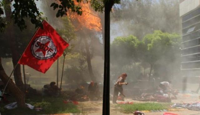 Scene of the explosion in the town of Suruc in Sanliurfa