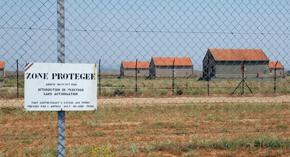 A poster at the military base reads protected area do not enter without authorization in Miramas southern France Tuesday