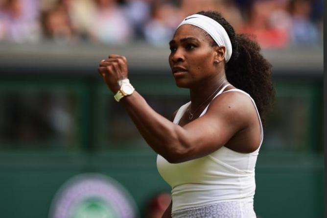 Serena pumps her first after winning a crucial point