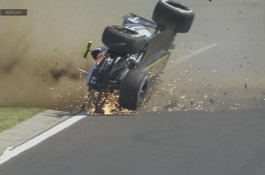 Sergio Perez Walks Away After Race Car Flips Over During FP1