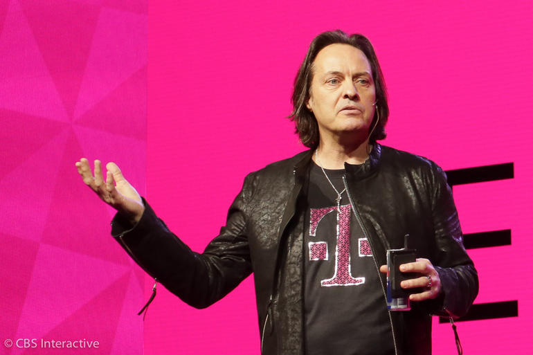 T-Mobile CEO John Legere at a company event in March.               Sarah Tew  CNET