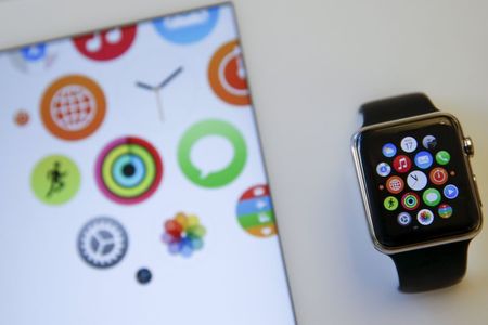 The Apple Watch is seen on display at the Apple retail store on 5th avenue in New York