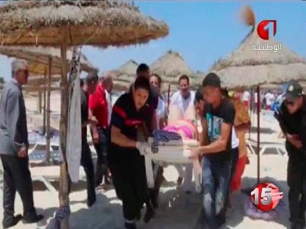 The aftermath of Seifeddine Rezgui's crazed rampage at the beach resort of Sousse captured on video from Tunisia TV1