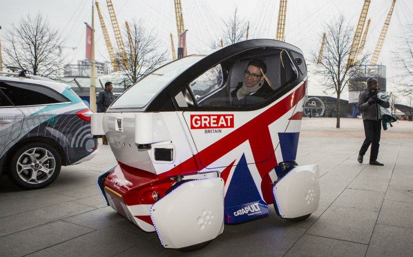 Driverless car parked near Greenwich O2