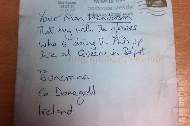 The letter was addressed to 'Your man Henderson that boy with the glasses.&#x27