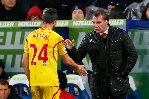 Football- Crystal Palace v Liverpool- Barclays Premier League- Selhurst Park- 14/15- 23/11/14
Liverpool's Joe Allen with Manager Brendan Rodgers after being substituted
Mandatory Credit Action Images  John Sibley