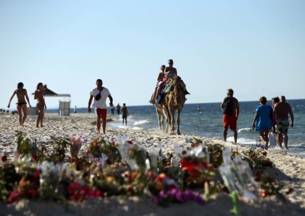 Tributes on the beach in Sousse Tunisia were 38 holidaymakers were shot dead